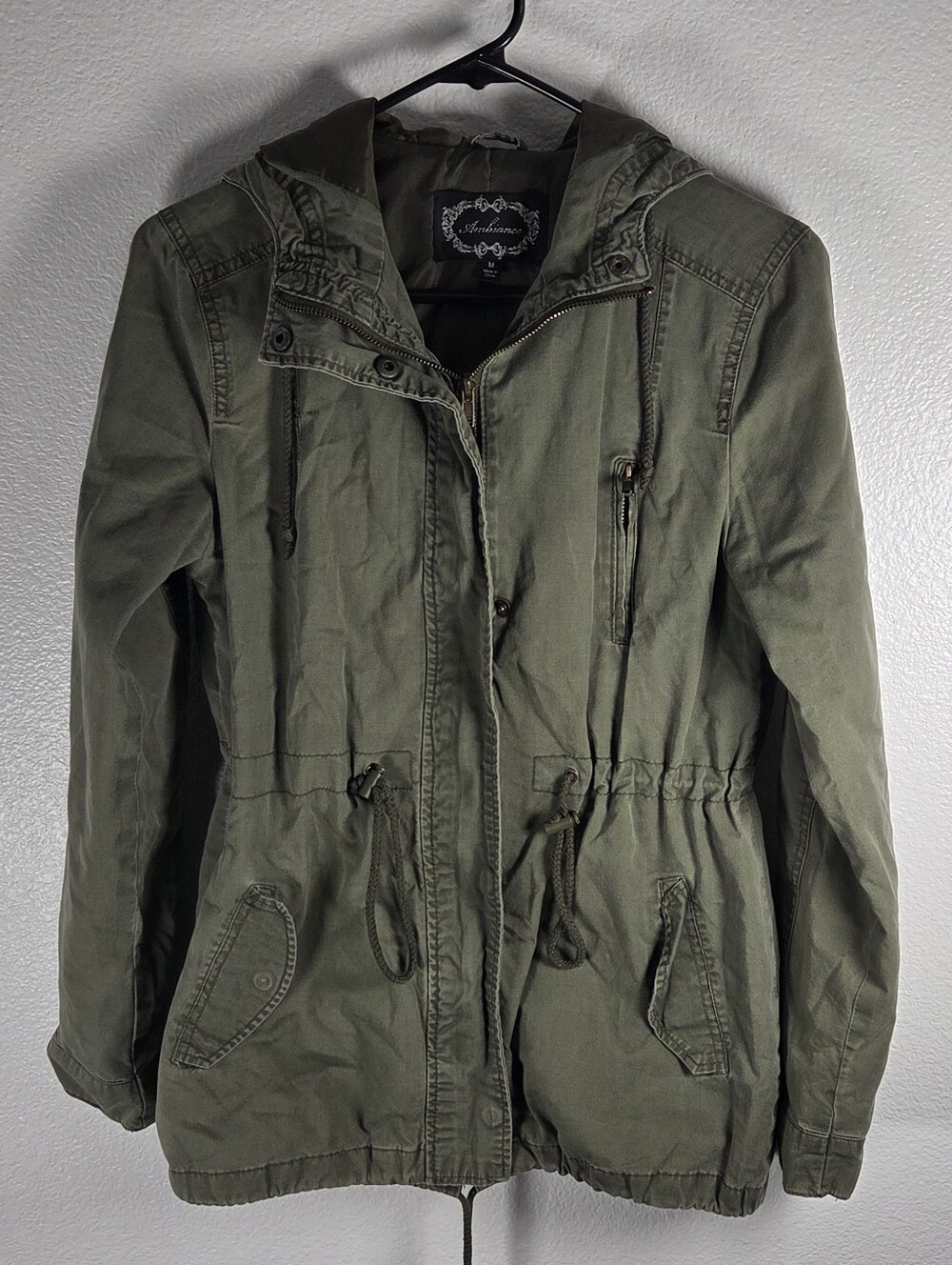 Ambiance Olive Hooded Utility Jacket